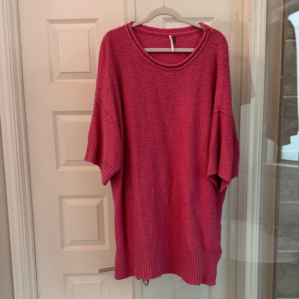 Free People Fuchsia Crew Neck Sweater